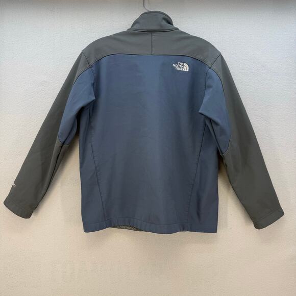 The North Face Soft Shell Jacket Boys L Grey Blue Full Zip Color Block Outdoor - Picture 2 of 12